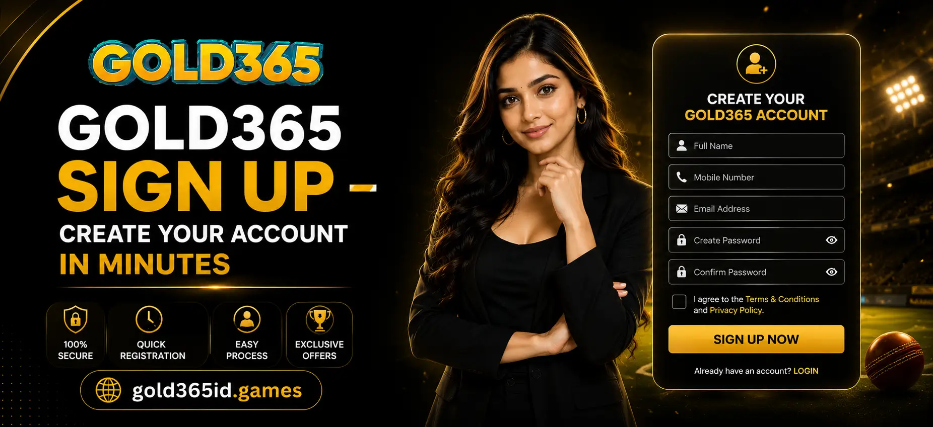Gold365 Signup - create your accounts in Minutes Banner by gold35id.games